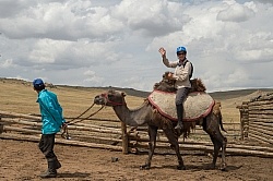 Sasha Riding a Camel in the 13th Century Village