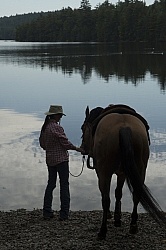 A Horse Country Campground Camper with Her Horse at Voyageur Bay
