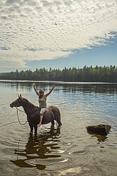 Shawn and Bailey Boy in the Water at Voytageur Bay at Horse Coun