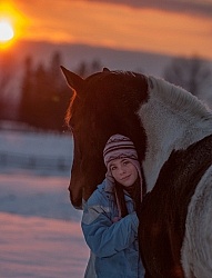 Kids with Horses in Winter