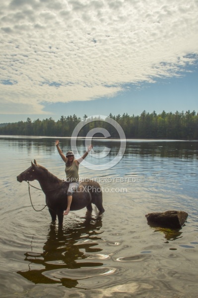 Shawn and Bailey Boy in the Water at Voytageur Bay at Horse Coun