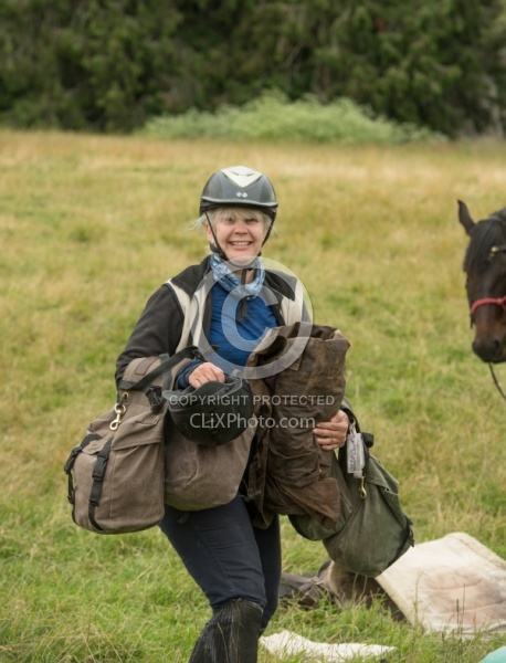 Kathy Loading up to Leave Dingleburn Station on the Land of the Long White Cloud Ride with Wild Womens Expeditions and Adventure Horse Trekking New Zealand